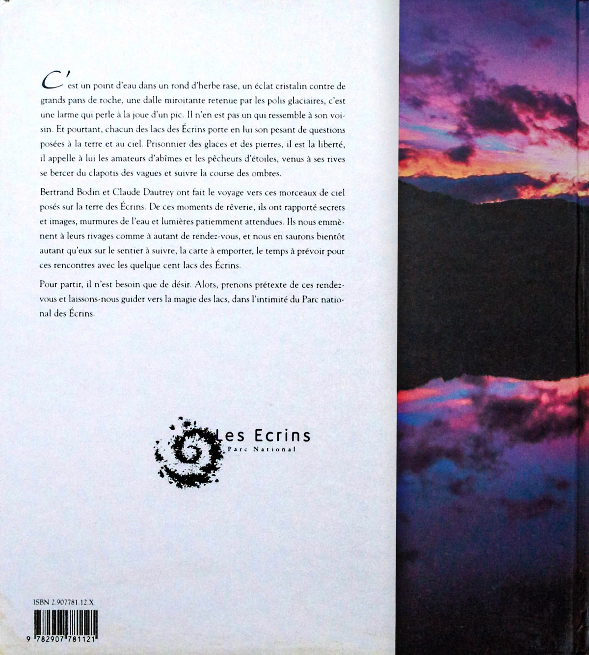 Couverture verso livre Lacs des Ecrins