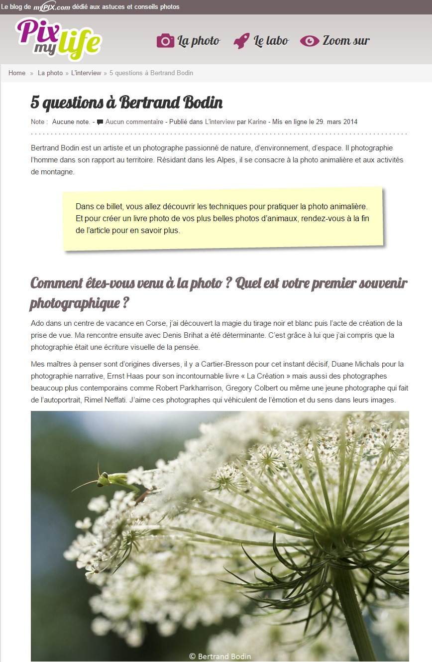 Interview du Photographe Bertrand Bodin PIXmyLIFE