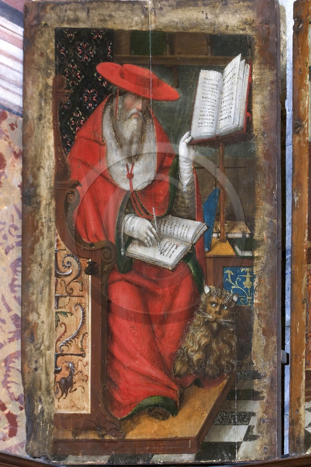 Embrun, Cathédrale Notre-Dame du Réal, musée d'art sacré, peinture sur bois Saint-Jérôme