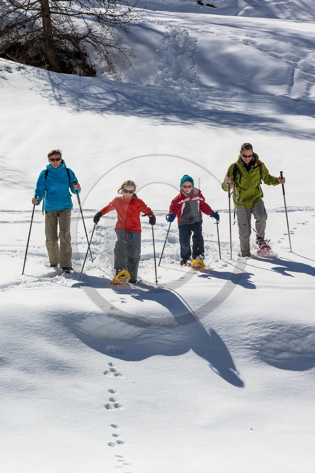 Crévoux, randonnée famille en raquettes à neige